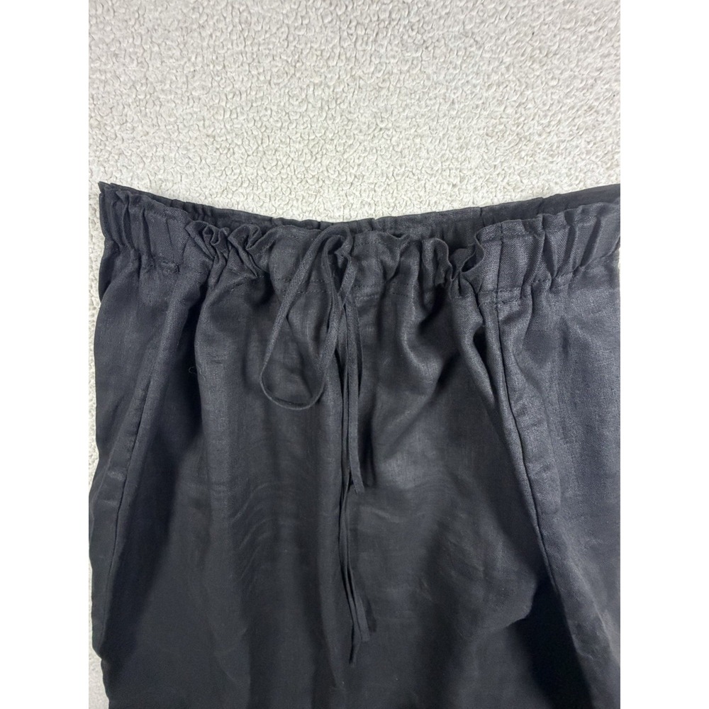 Womens Black Linen Maxi Skirt Drawstring Waist Flounce Hem Boho Unbranded - Picture 7 of 8